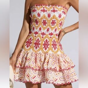 Strapless Floral Print Dress